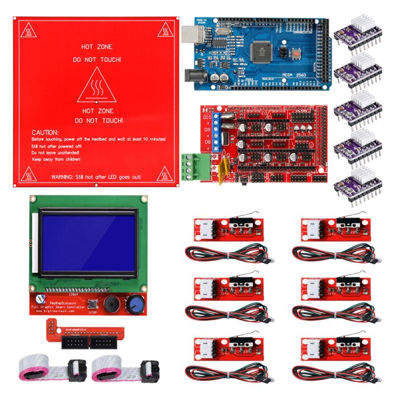

1 комплект 3D-принтера Hot Bed Mk2b Mega 2560 Board 12864 Набор экранов