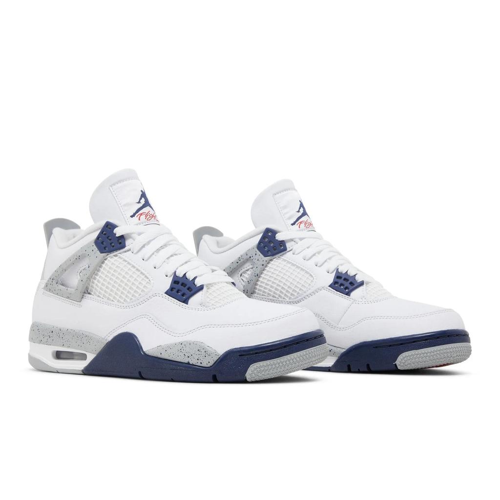 Air Jordan 4 Retro 'Midnight Navy' (Unisex) White / Midnight Navy / Light Smoke Grey / Fire Red Vintage Basketball Shoes DH6927 140