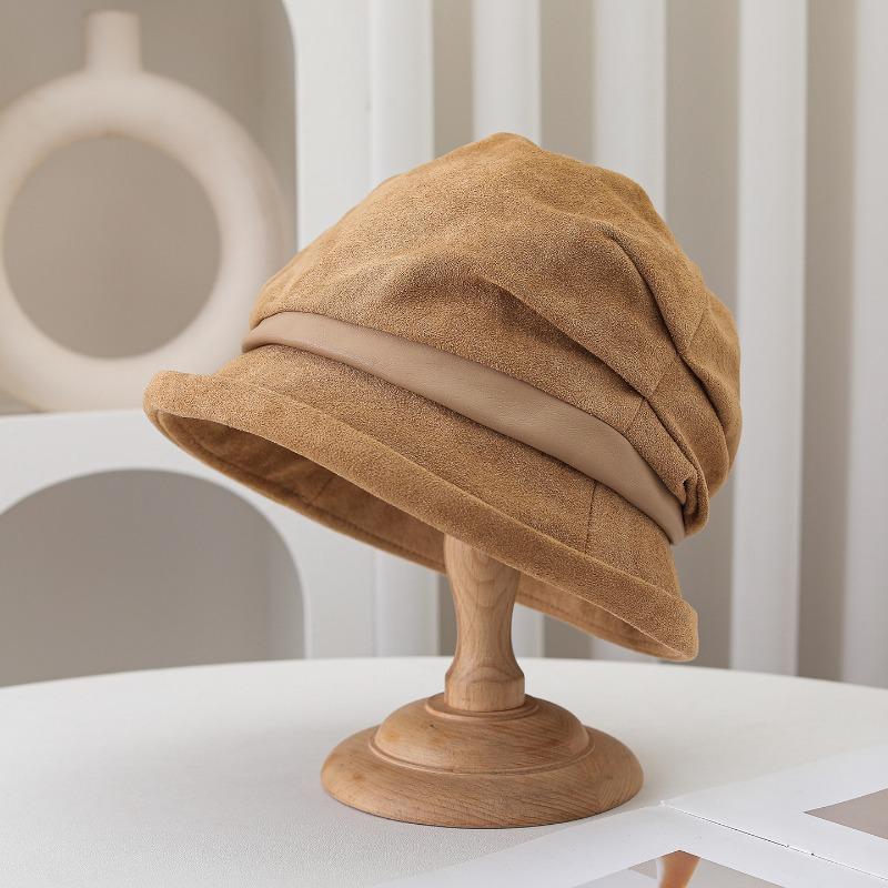 Women S Vintage Wide Brim Bucket Hat Warm Casual Foldable Cap
