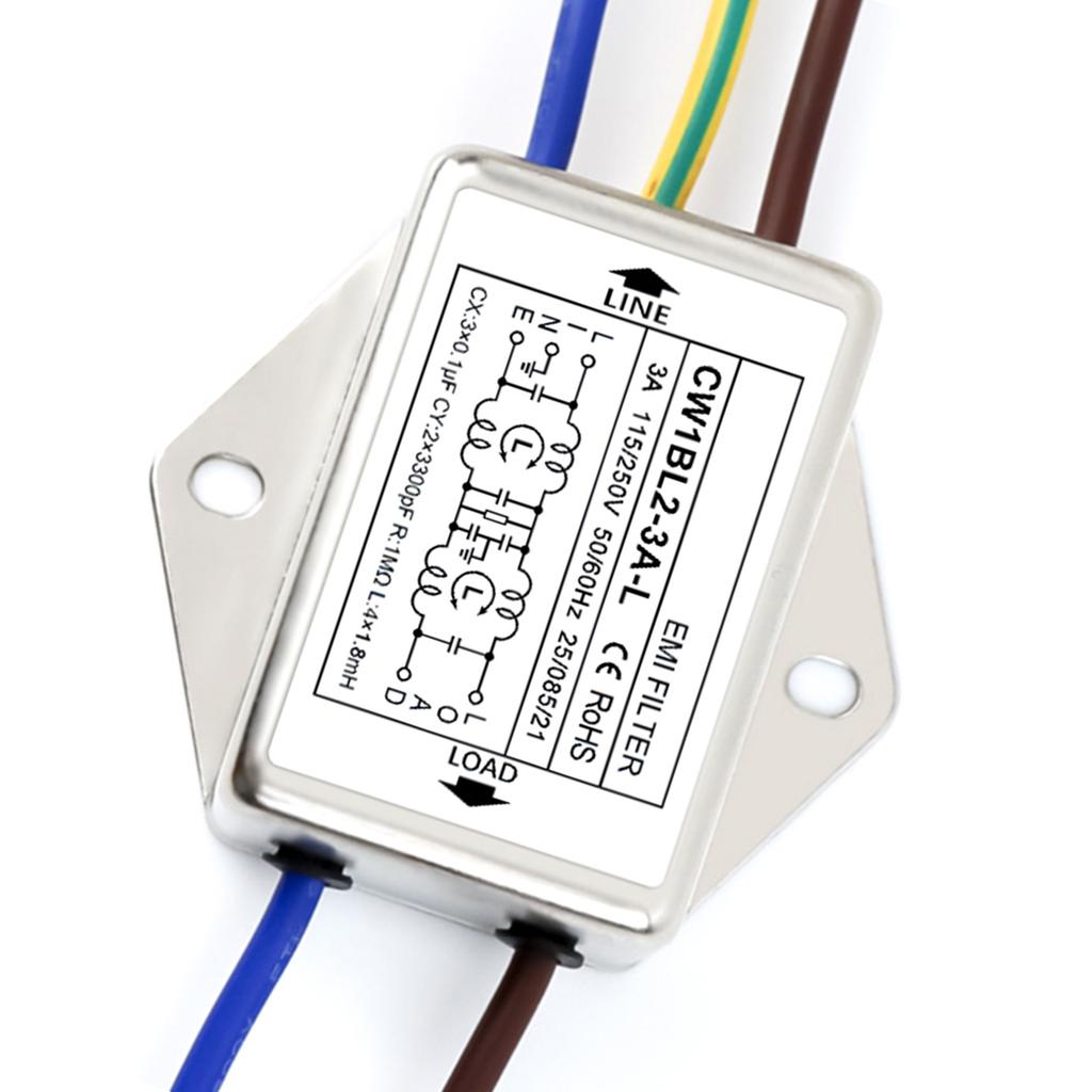 Filter Single Phase 250V Electromagnetic Interferences Suppressors for Continuous and Intermittent Pulse Disturbances