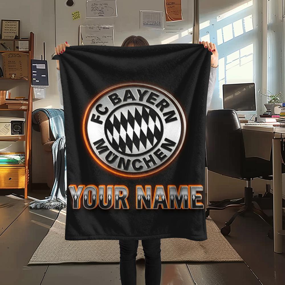 1PC Custom Name Bayern Munich Patterned Flannel Blanket Suitable For All Seasons for Home Decor Warmth and Comfort Gifts Holiday Present