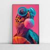 Barevná sada zvířecího nástěnného umění, Pop Art tisky, Vtipné plakáty želvy, mývala a prasete, Bubble Gum Art, Odvážná moderní triptychová dekorace