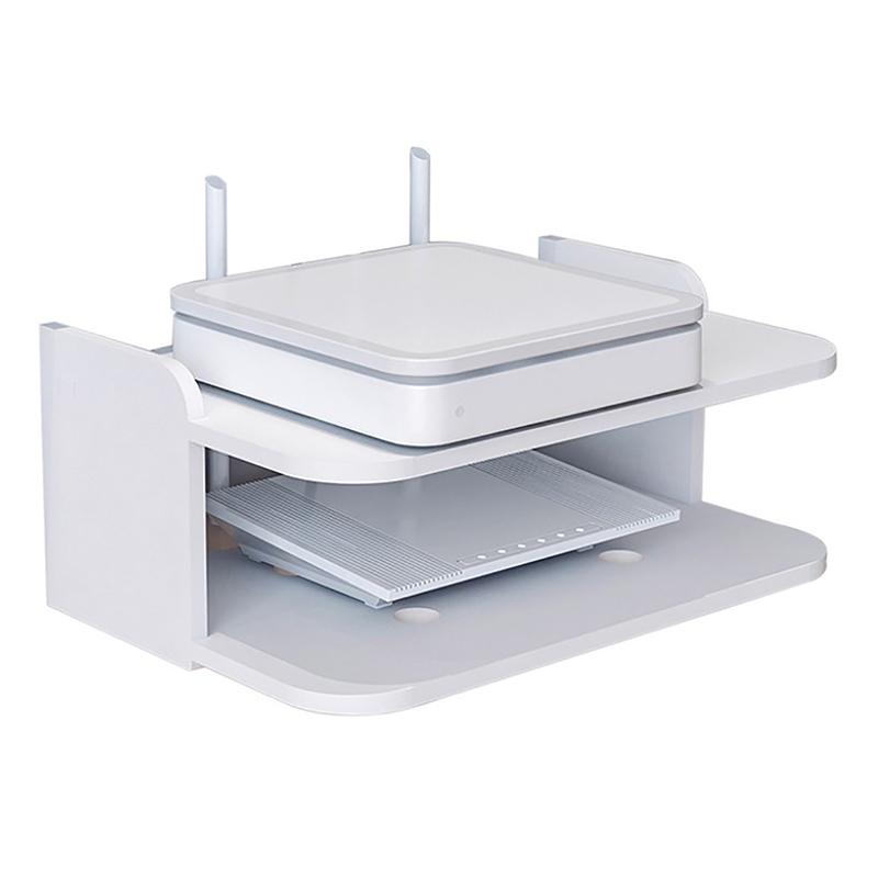 2patrové plovoucí police Wifi router Závěsná vrstva Vícenásobná zásuvka Set Top Box Držák Kabel Držák Nástěnný Úložný organizér