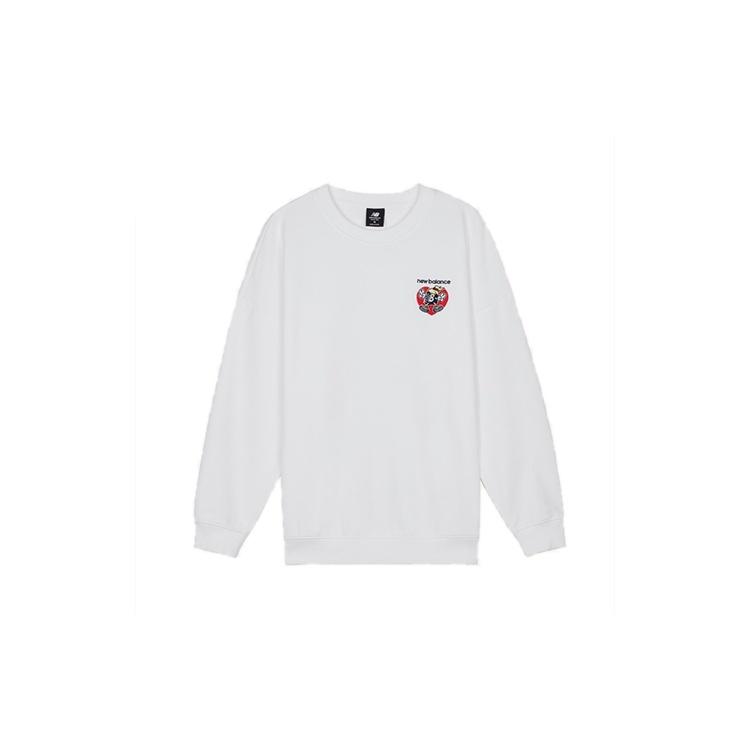 (WMNS) New Balance Logo Printing Round-neck Printing Swea White Women s AWT03367-MUN L