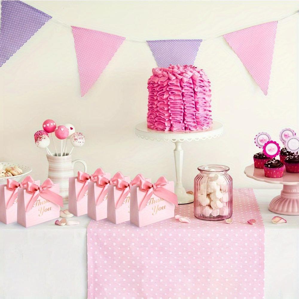 24PCS Small Thank You Gift Bags with Bow Ribbon Mini Party Favor Bags Pink Candy Bags Treat Boxes Paper Gift Bags for Wedding Bridal Birthday Party