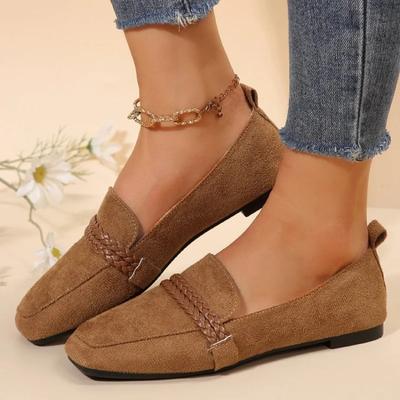Kadın Süet Babet Loafer İlkbahar Yeni Kare Burun Günlük Yürüyüş Ayakkabıları Femme Moda Rerto Elbise Ayakkabıları Büyük Beden 35-43 Zapatos