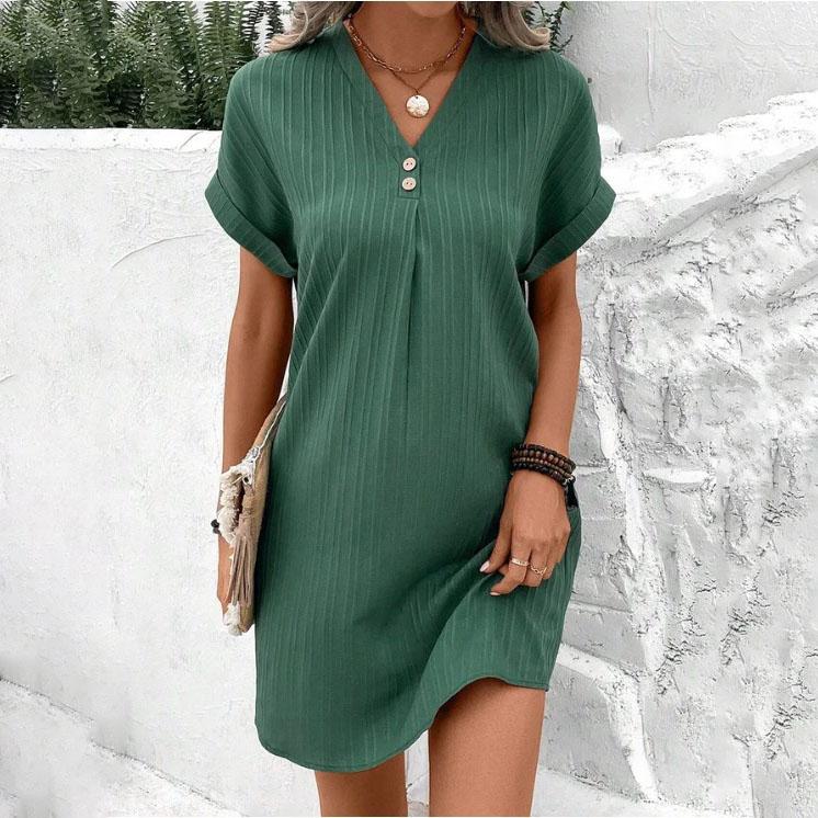 

Летние пляжные платья с V-образным вырезом и коротким рукавом, однотонные пляжные платья для женщин XS зелёный