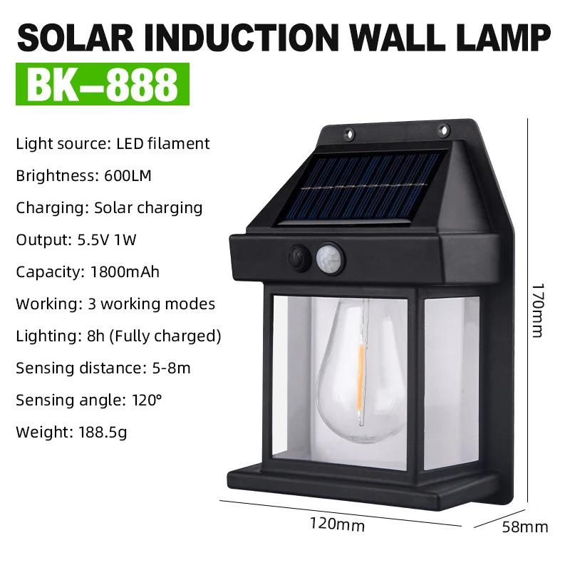 Newest Solar Light Tungsten Wall Lamp Human Induction Light Outdoor Waterproof Garden Villa Lighting Landscape Night Light
