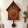 Vintage Clock with Pendulum | Warm Wood Grain Finish, Wall Bird, for Living Room