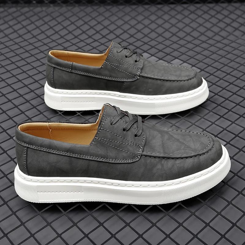 Fashion Outdoor Retro Leather Shoes Men spring autumn Business Work Dress Shoes British Style Thick-soled Men Anti-slip Oxhide Shoes man