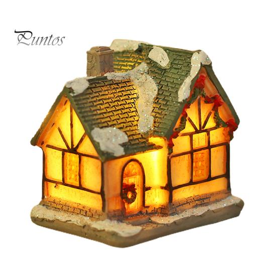 Snøhuspynt europeisk stil tegneseriedesign Festlig lysende mikrolandskap julepyntskjerm med glatt kant