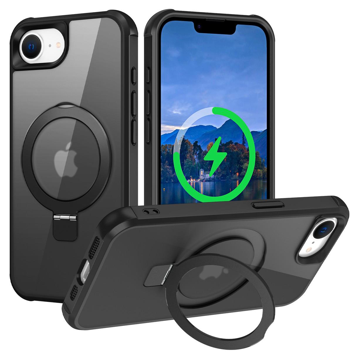 

Чехол для телефона iPhone 16e с магнитной подставкой, совместимый с MagSafe, противоударный, тонкий, полупрозрачный, матовый чехол для телефона hybrid&Case & Holder
