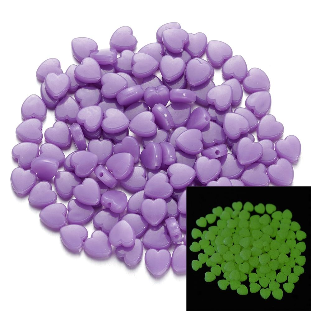 

50 шт./лот, светящиеся бусины в форме сердца/звезды, акриловые бусины-разделители для изготовления ювелирных изделий, сделай сам, подвески, браслет, ожерелье, аксессуары