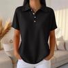 Spring Summer New Solid Color Waffle Loose Short Sleeve Fashion Polo Top Casual Tee for Women