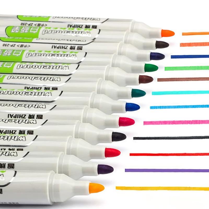 Premium 12-Color Whiteboard Markers - Fine 1.5mm Tip Ceramic Dry Erase Pens for Office Meetings & Planning - Vibrant, Low-Odor &