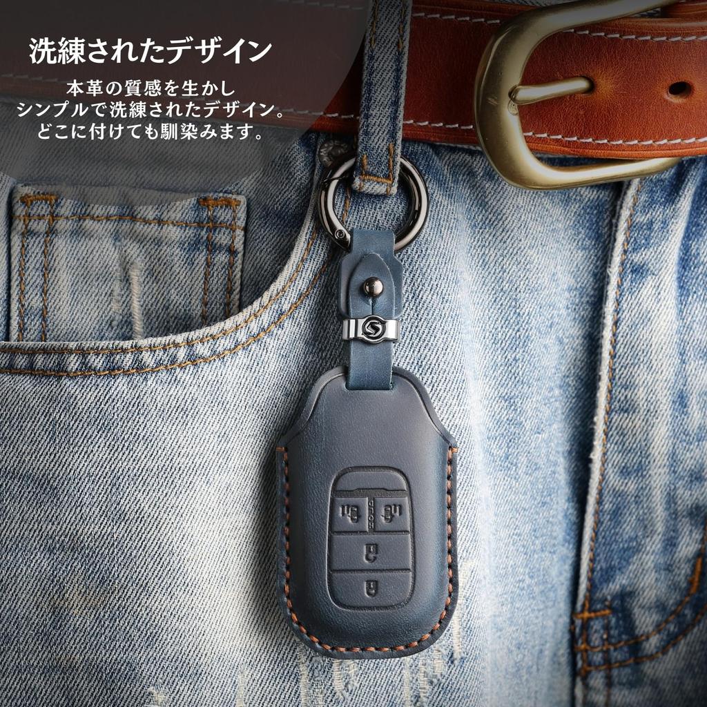 Smart Key Case Key Cover Genuine Leather Compatible with Honda Freed GT Series Custom Odyssey RC5 Compatible Design Accessory Leather 4 Buttons