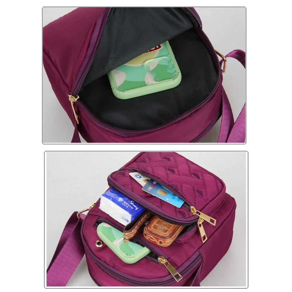Five-layer Zipper Crossbody Bag Nylon Small Phone Bag Trendy Shoulder Bag  Cosmetic Bag