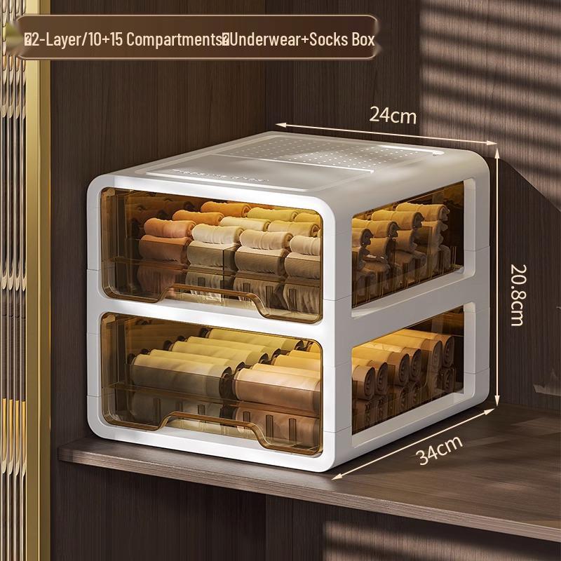 Three-in-One Drawer-Style Underwear, Sock & Panty Organizer Box