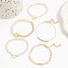 5-Piece Horseshoe Buckle Heart Charm Beaded Bracelet Set with Imitation Pearls & Bullet Clasp for Women