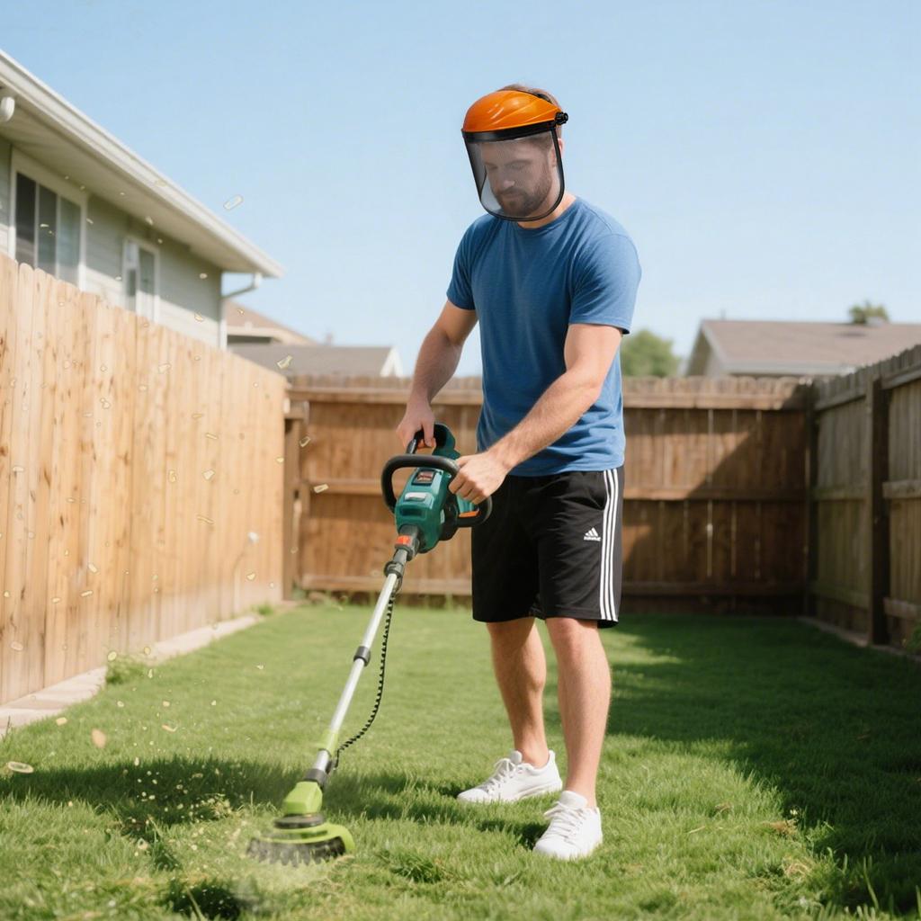 Net Head Wear With Hard Hat Faces Shield Grass Chain Saw Cap - Hedge Mower Wire Mesh Mask