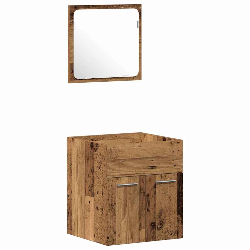 Wall Mounted Bathroom Furniture Set 4 Pcs Reclaimed Wood Effect Particleboard