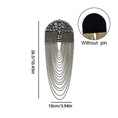 1Pc New Beaded Decoration Diamond Tassel Epaulets Detachable Rhinestone Shoulder Brooch Sparkling Brooch Epaulet