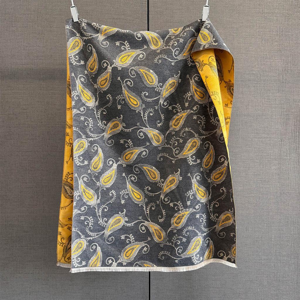 Autumn and winter versatile long fringed scarf women's imitation cashmere cashew flower shawl scarf