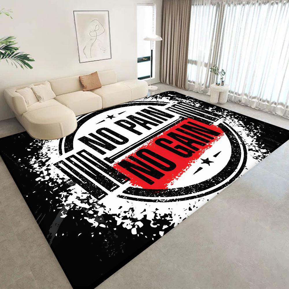 No Pain No Gain GYM Room Mats Washable Non-Slip Living Room Sofa Chairs Area Mat Kitchen Alfombra