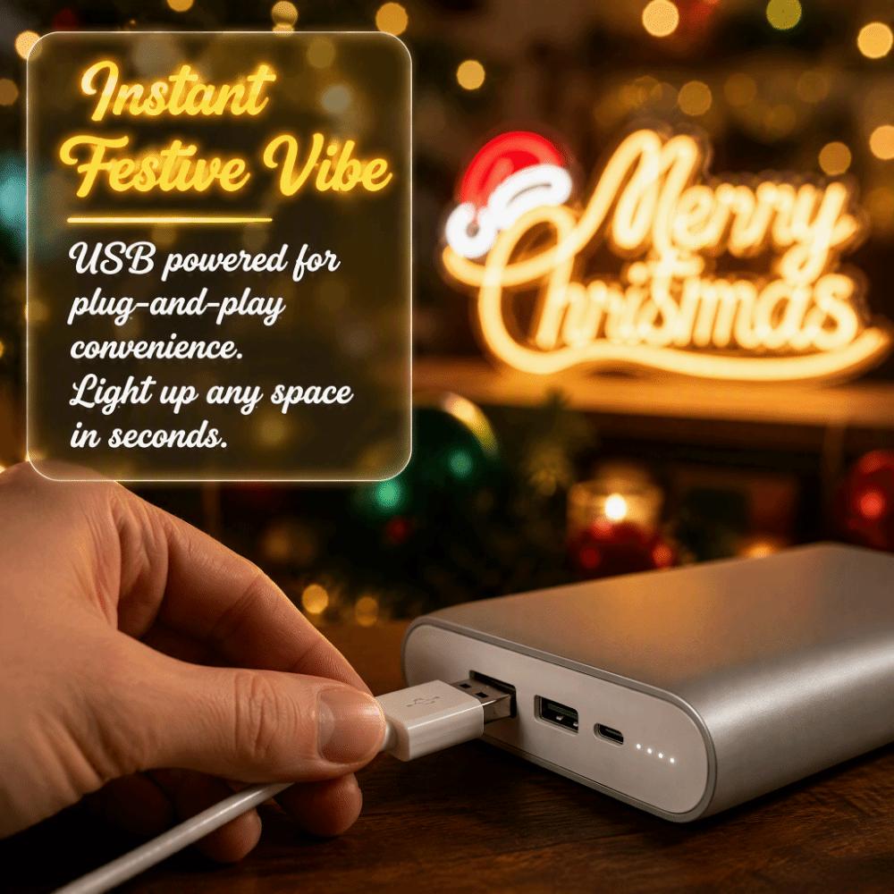 USB Plug Powered Merry Christmas Neon Sign Holiday Neon Light  Indoor Outdoor Decoration