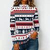 Women's Casual Knit Long Sleeve T-Shirt with High Neck Christmas Print