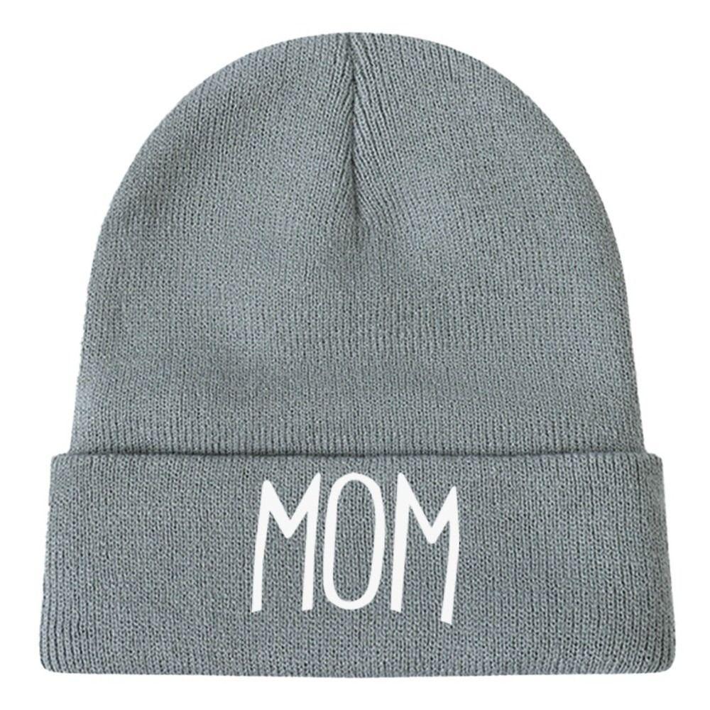 Family Matching MOM DAD Knit Beanie Elastic Turn-Up Brim Matching Hat Warm Couple Hat Cold Weather