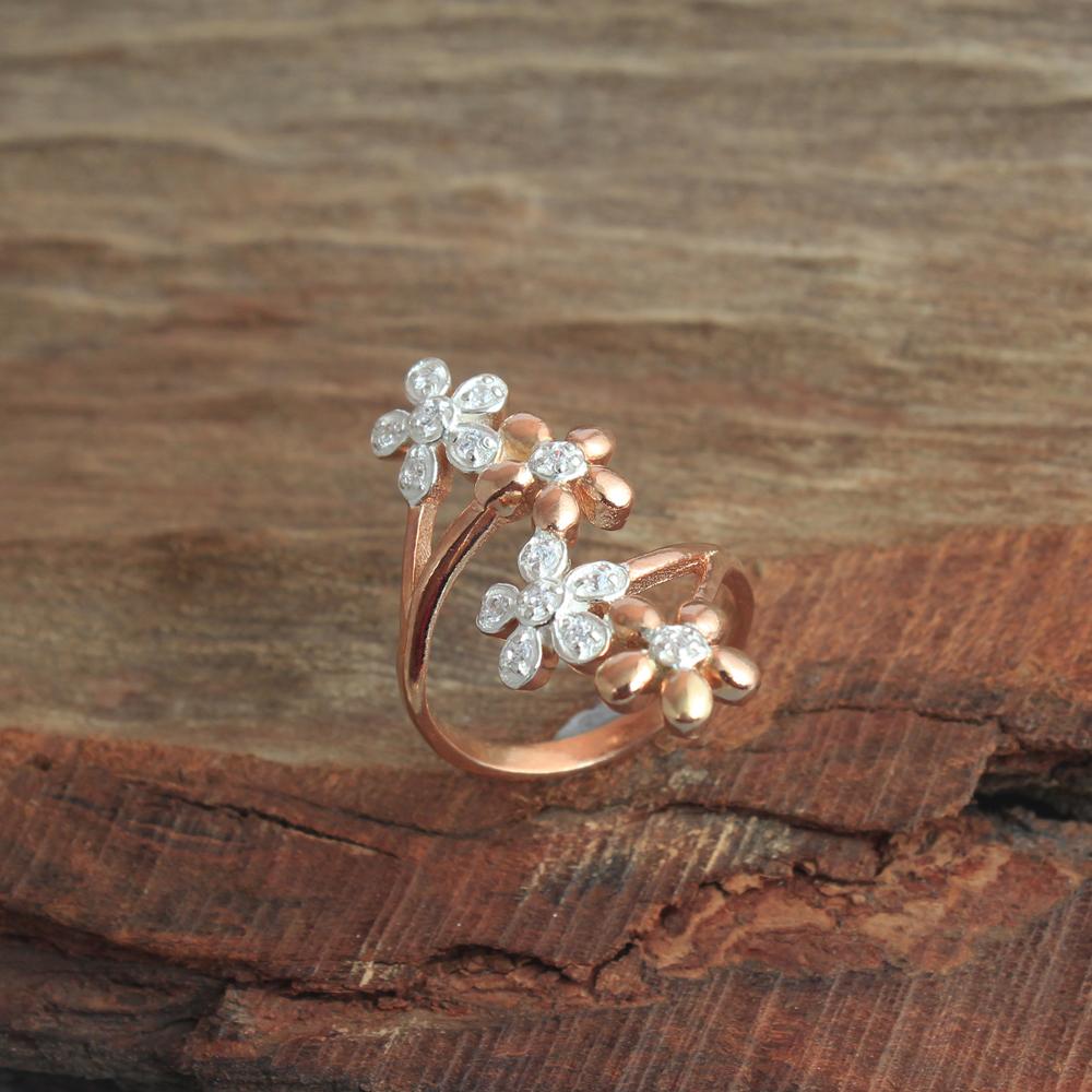 Anillo macizo chapado en oro rosa con circonita cúbica, joyería de plata de ley 925 para mujer