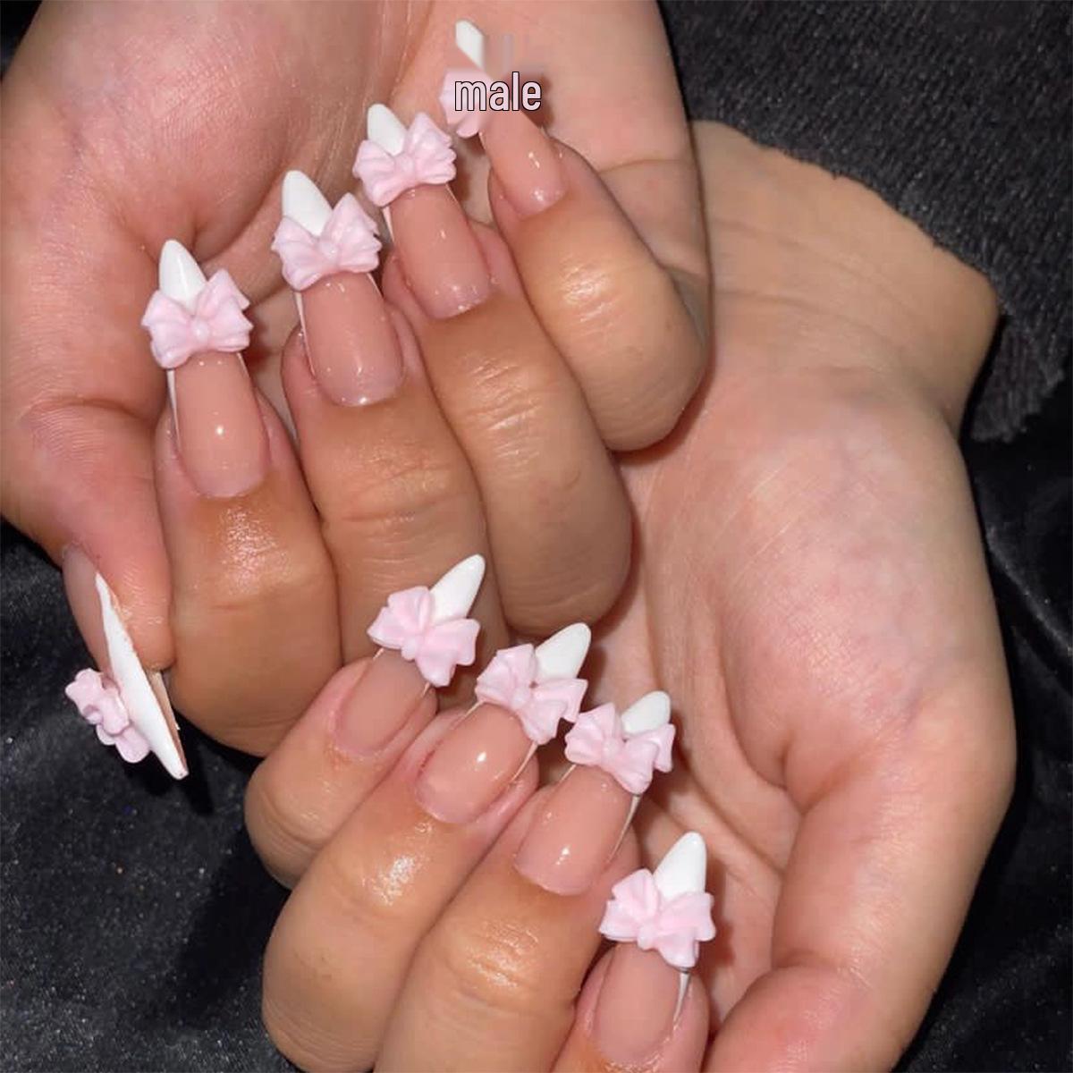 

Valentine s Day Wearable Bow Almond Manicure False Nails