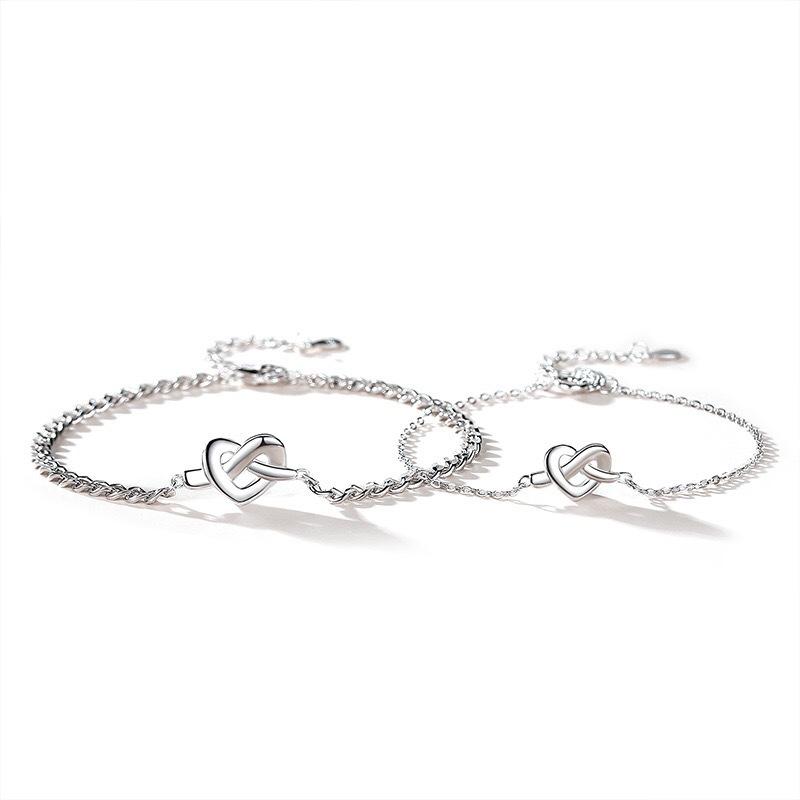 Minimalist Couple Bracelets Interwoven Heart Design Matching Set For Him And Her Understated Gift