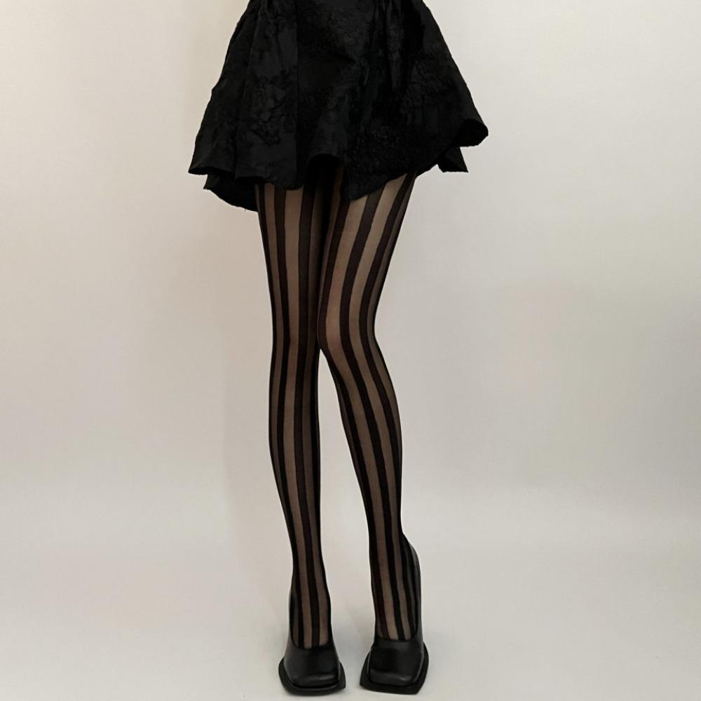 Japanese Black Stockings Female Sexy Side Vertical Stripes Summer Thin Jk Babes Ins Internet Celebrity Black Stitching Pantyhose