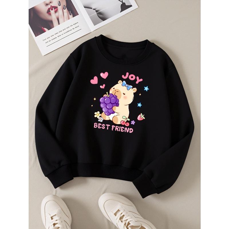 Kids Sweatshirt,Adorable Bear And Grape Design Sweatshirt , Perfect for Autumn And Winter,Soft Cotton Sweatshirt