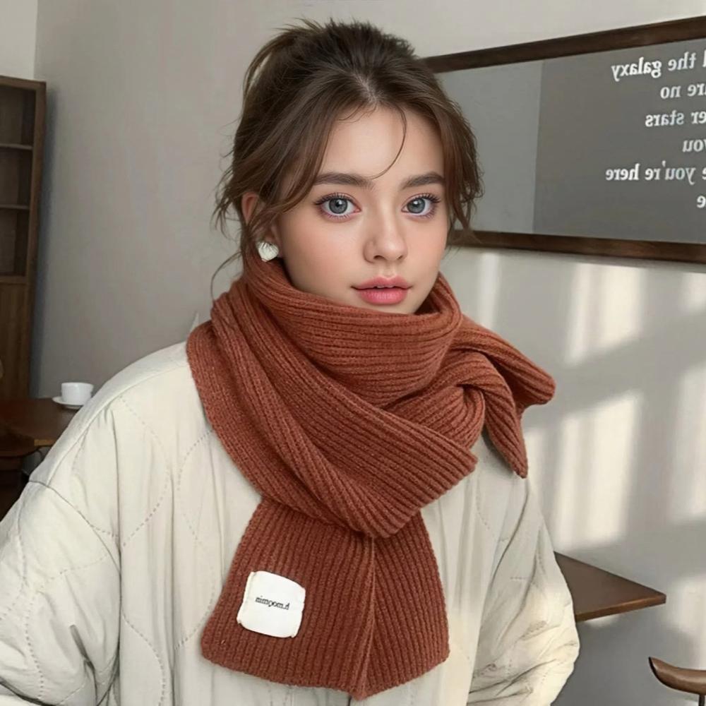 Autumn Winter Women Knitted Wool Scarf Fashionable Solid Color Warm White Ring Scarf Christmas And New  Gifts For Men Girls
