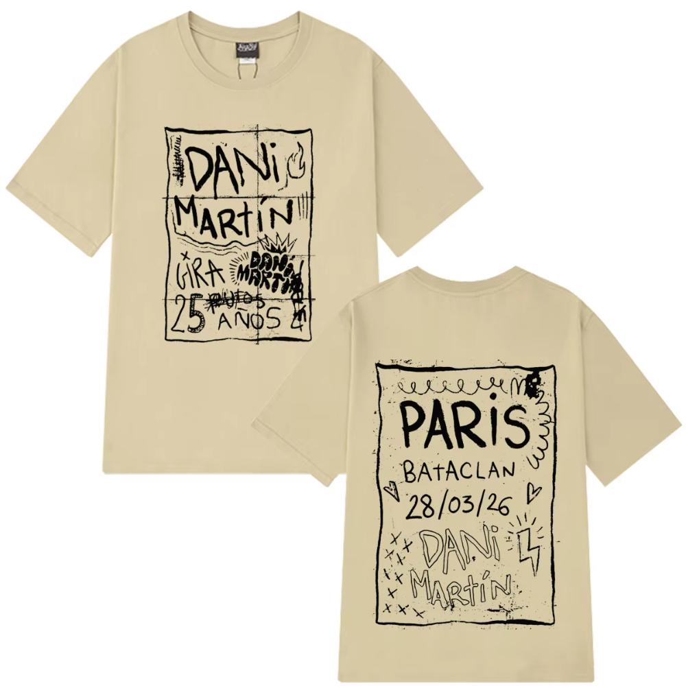 Singer Dani Martín 2026 Tour Graphic T-Shirts Men's Women Hip-hop Fashion T Shirts Summer Cotton Loose Casual Oversized T-shirts