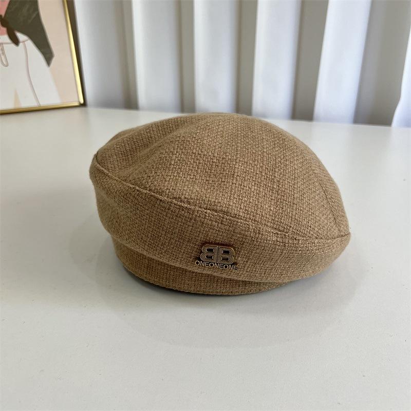 Autumn new thick line fashion beret girls solid color literary and leisure painter hat pumpkin hat tide