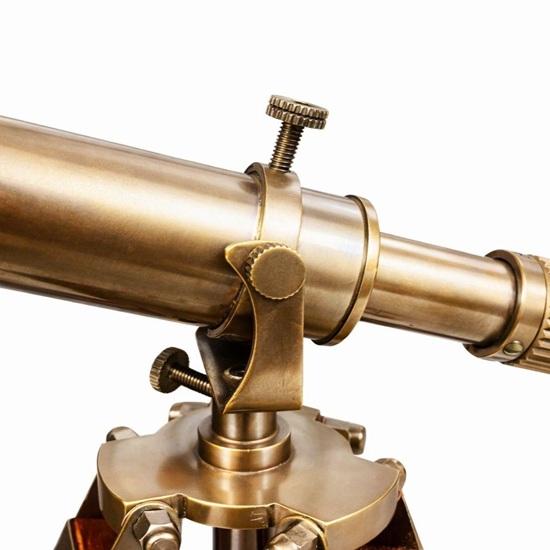Brass Telescope with Wooden Tripod, Nautical Decor Telescope, Maritime Spyglass, Antique Brass Floor Telescope, Explorer Gift