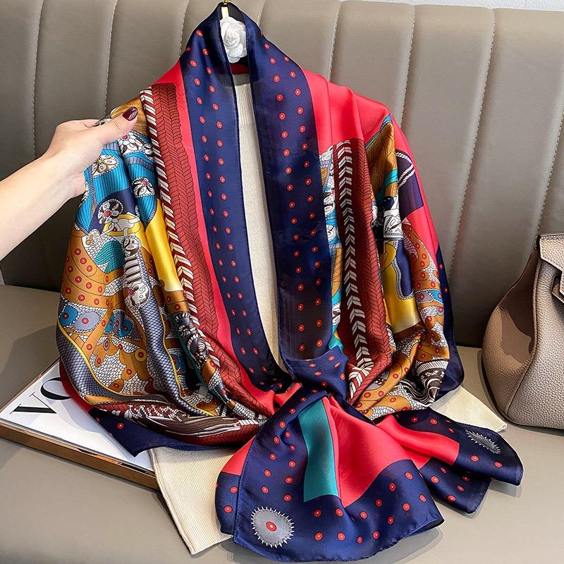 Spring Dustproof Print Shawls Winter Ethnic Style Satin Scarves Fashion Sunscreen Beach Towel Popular 180X90CM Big Bandanna