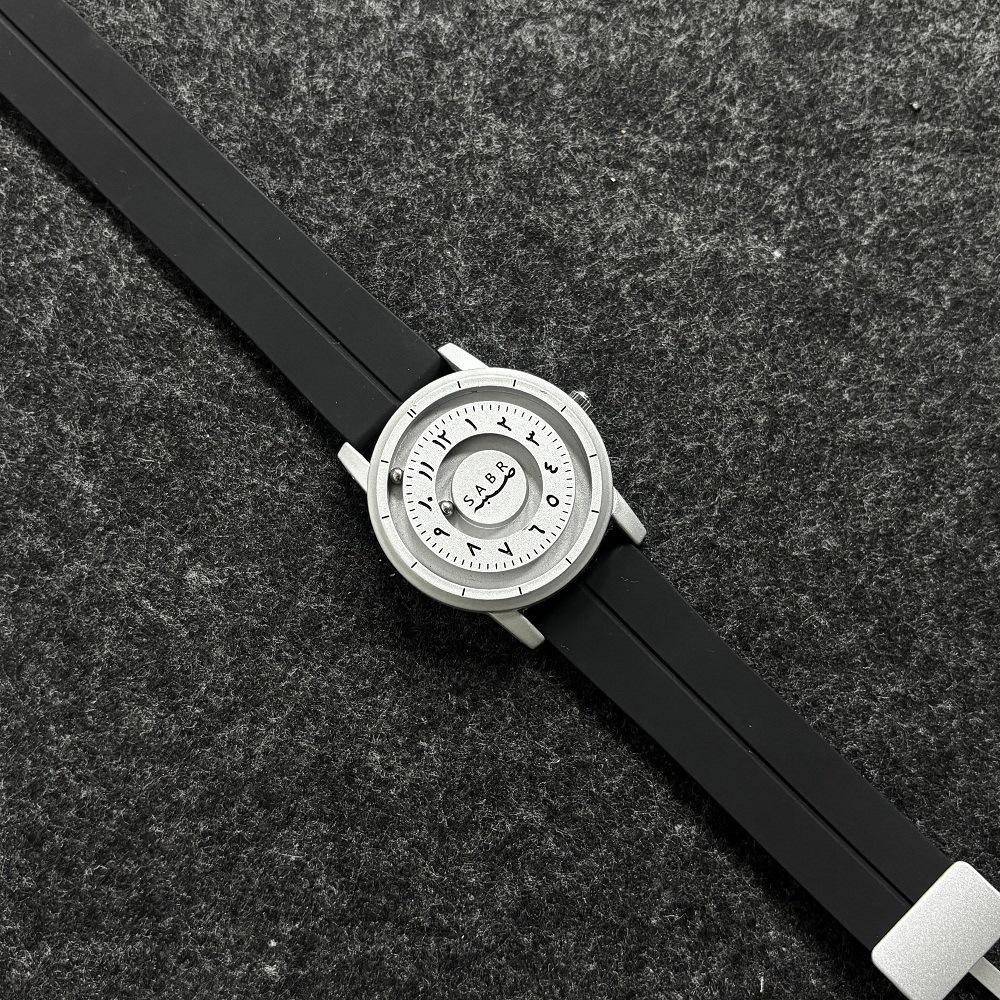 S Abr Arabic Digital Magnetic Bead Pointer with Scale Personalized Mirrorless Magnetic Buckle Strap Quartz Watch