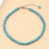Trendy Collar Chains with Beads Heart Pendant Choker Elegant Turquoise Neckchain