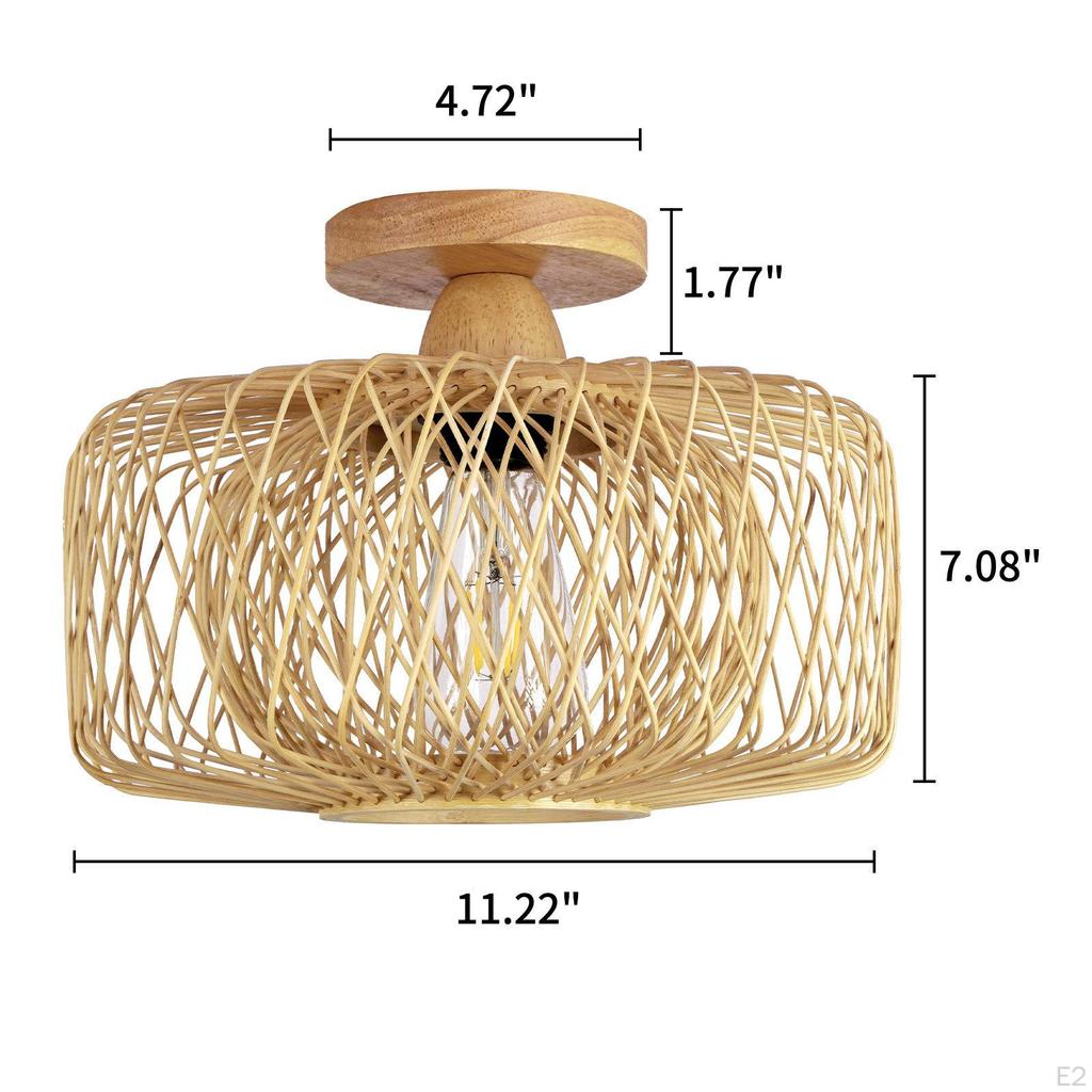 Woven Pendant Lights Shade Ceiling Light Lampshade Antique Lamp Desk Table Hanging