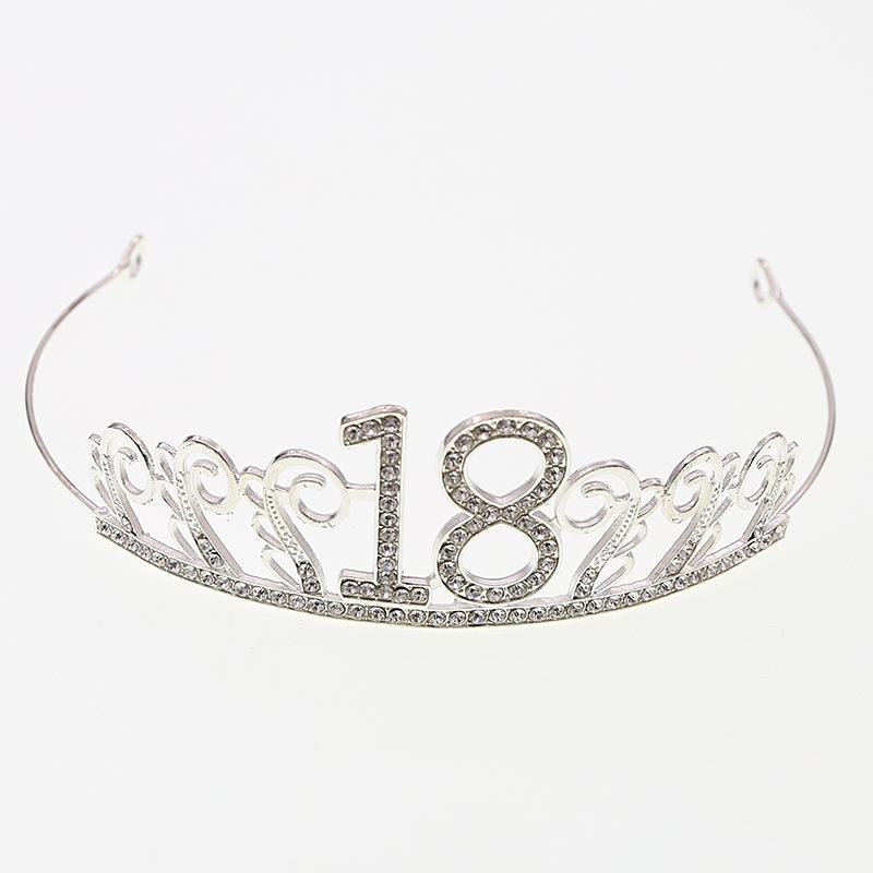 New 15-year-old Cake Baking Decoration Alloy Rhinestone 18-year-old Headwear 6-inch 8-inch Cake Accessories Digital Crown
