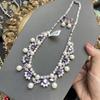 Purple Crystal Zircon Necklace Full Diamond Flower Earrings Banquet Exquisite Accessories Bridal Accessories Set