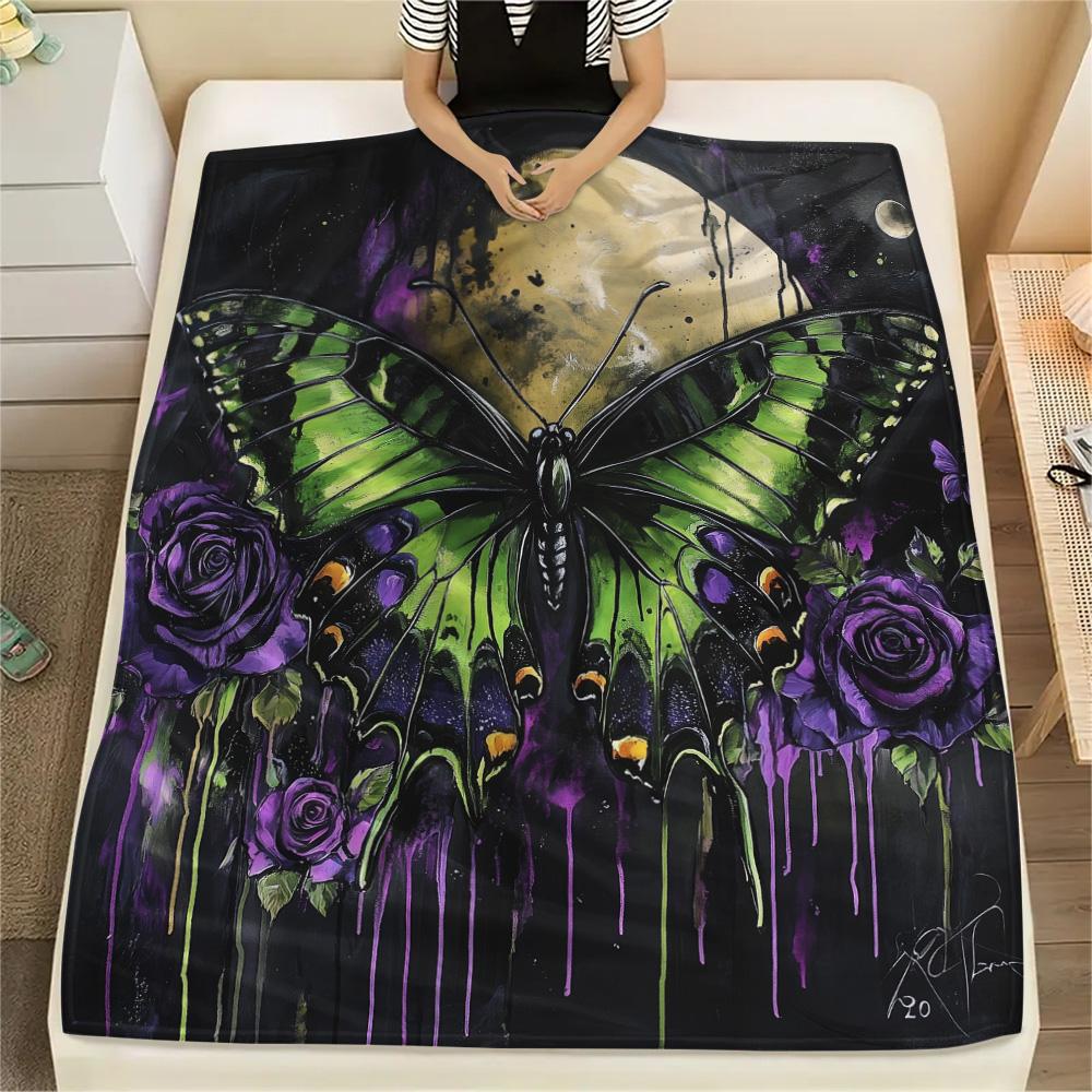 Dark Butterflies  Print Flannel Blanket, High Quality Comfortable for All Seasons, Home Decor, Warmth and Comfort
