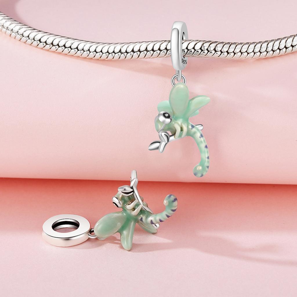 Beads Copper Charms Original Green Dragonfly Animal Pendant Insect Beads Fit Bracelet Jewelry Women Gift Accessory