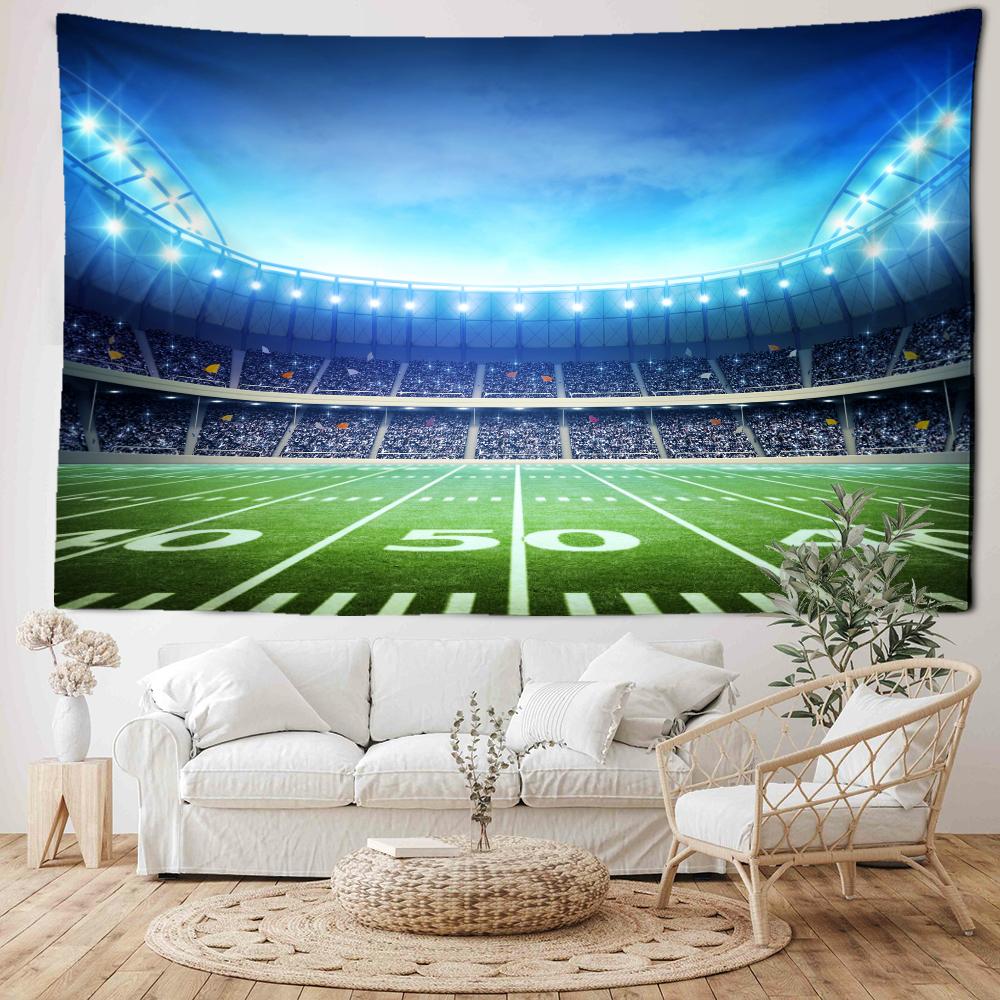 Football Field Landscape Tapestry Wall Hanging Bohemian Style Hippie Tapiz Living Room Aesthetic Room Home Decor