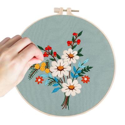 Flower Pattern Hand Embroidery Beginners Kit Embroidery Sewing Needlepoint Set Craft for Embroidery Enthusiasts Lovers
